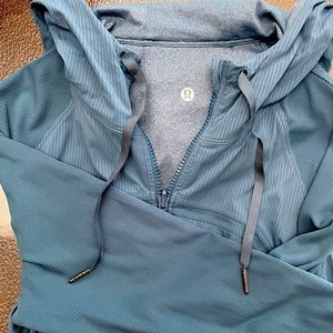 Lululemon Dance Studio Jacket Rib Sleeve Petrol Blue/Heathered Size 12